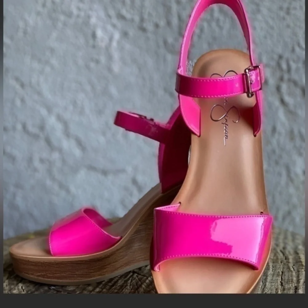 Jessica Simpson Miercen Neon pink wedge sandal